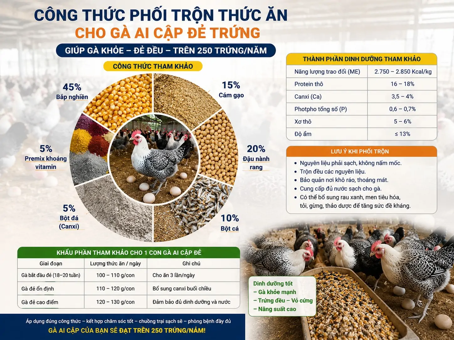 Gà Ai Cập ăn gì để đẻ trên 250 trứng