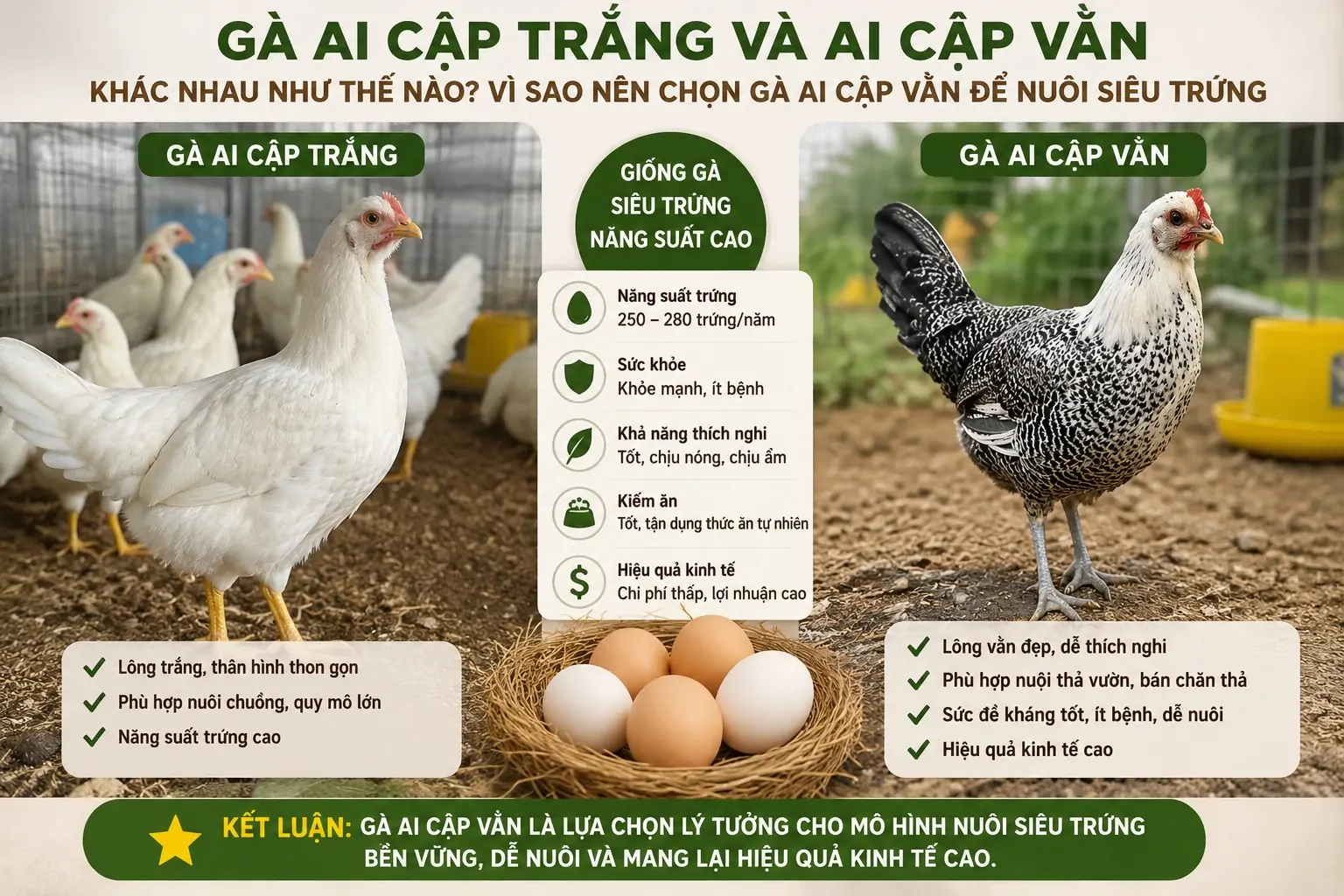 Gà Ai Cập trắng và Ai Cập vằn khác nhau như thế nào