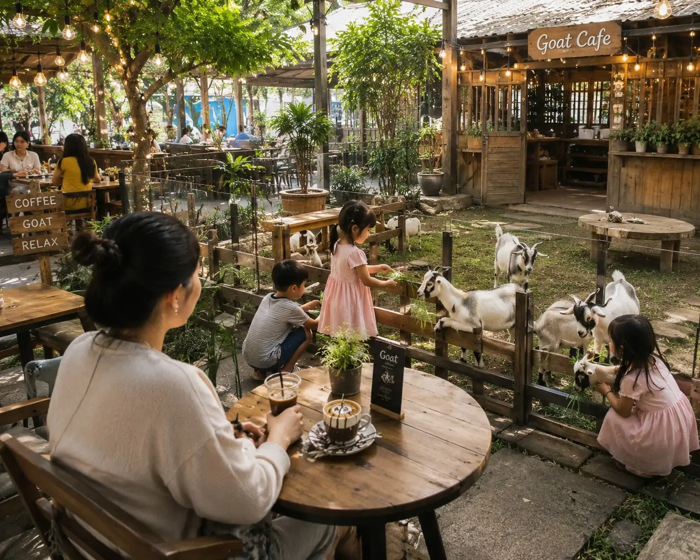 M&ocirc; H&igrave;nh Cafe Kết Hợp Nu&ocirc;i D&ecirc; L&ugrave;n Mini Thu H&uacute;t Kh&aacute;ch Cực Mạnh