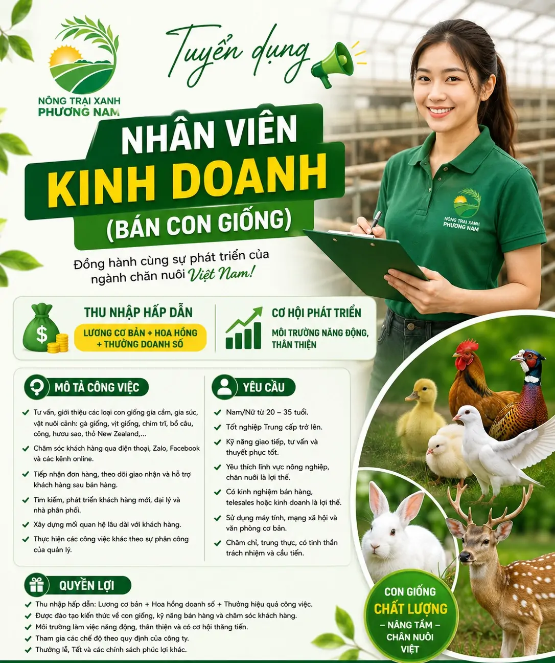 Nhân viên Kinh doanh tại Nông trại Xanh Phương Nam